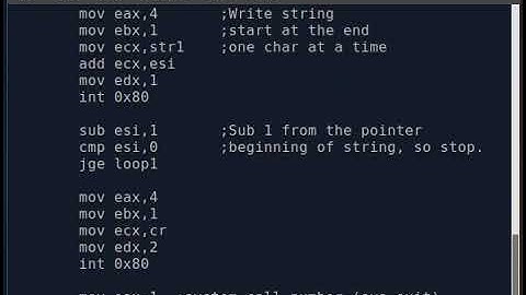 NASM Assembly Program to Reverse String using memory pointers.