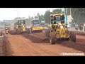Powerfull motor grader with driving skill grading road សកម្មភាពធ្វើគ្រឹះផ្លូវជំនាញណាស់