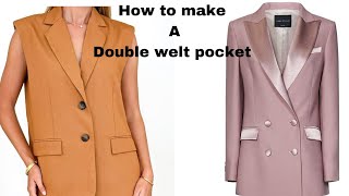 Diy double welt pocket / cutting and sewing a blazer pocket