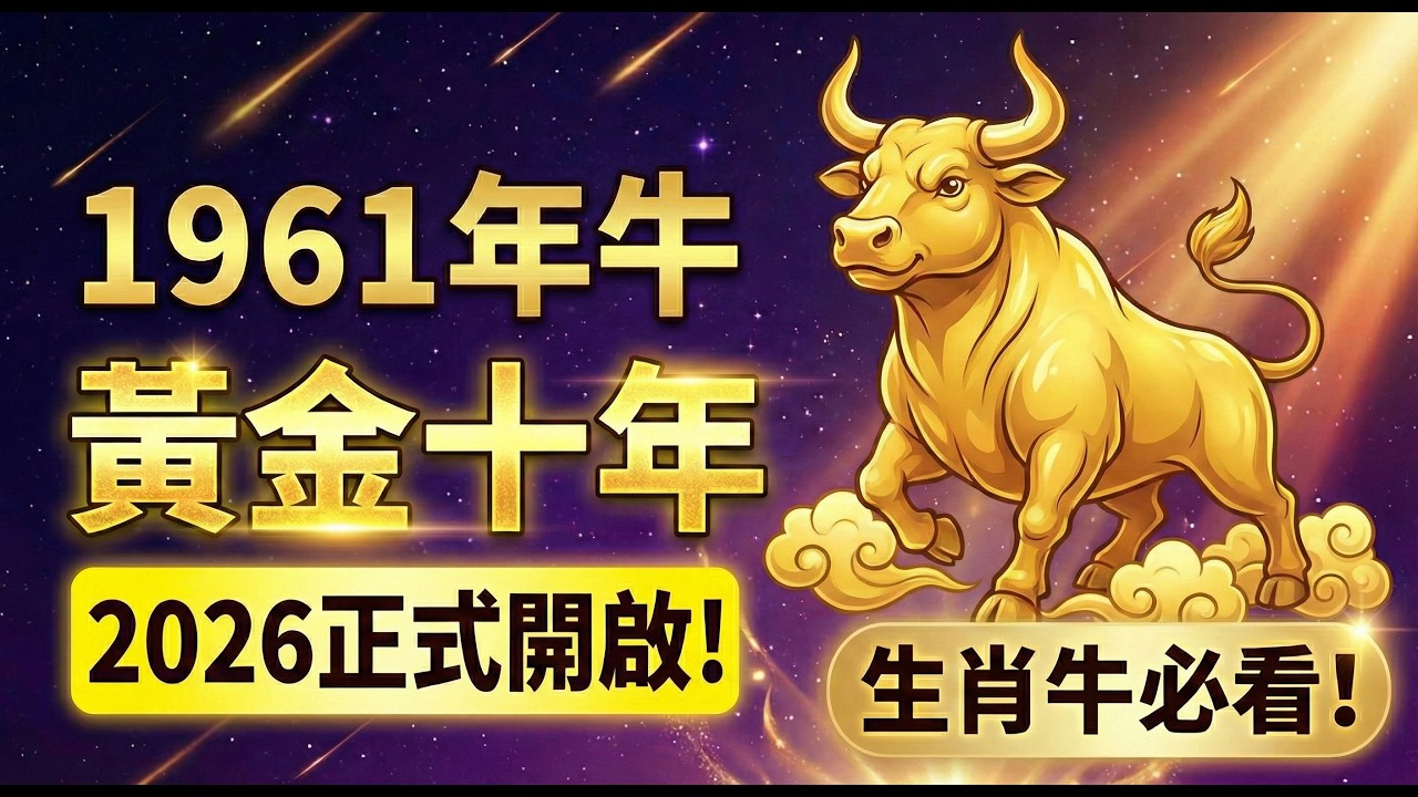 1961年生肖牛：2026年起，你的『黃金十年』正式開啟！告別奔波勞碌，後半輩子靠這份財運安穩無憂！#1961年屬牛 #2026屬牛運勢 #生肖牛2026運勢 #1961年生肖牛 #屬牛財運 #風水