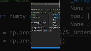 NumPy Concatenate 2D array column-wise #numpy #python #shorts
