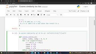 Cosine similarity loc iloc