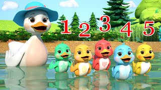 Five Little Ducks Song 🦆 Baby Counts Numbers | Newborn Baby Songs & Nursery Rhymes