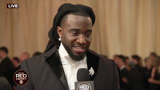 Shaboozey walks red carpet before Oscars performance