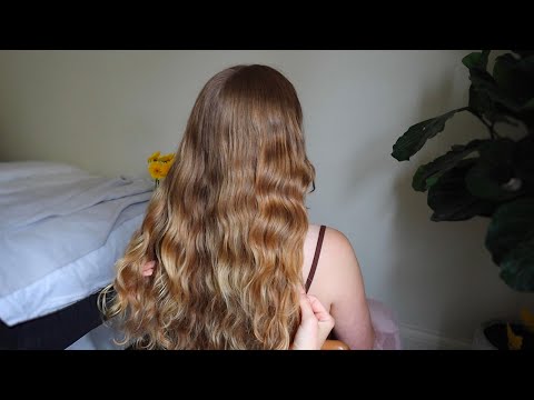ASMR neck tingles, fingers through hair, scalp massage on Megan (whisper)