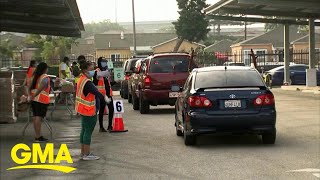 Economic fallout from pandemic prompts huge lines at food bank l GMA