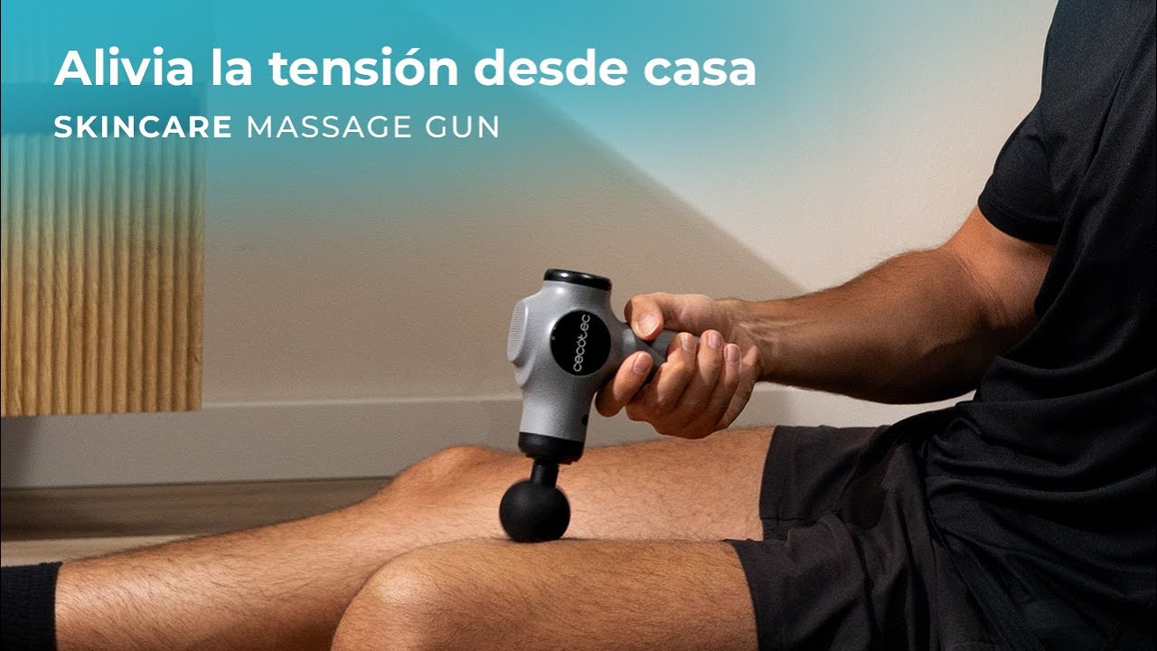 Pistola de masaje SkinCare Massage Gun, con 99 niveles de intensidad, 4 cabezales, ligera y compacta