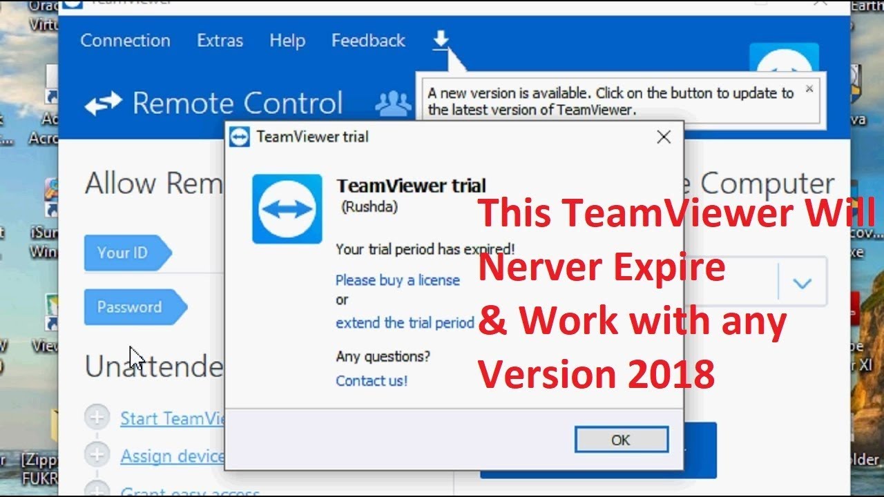 why does me free version of teamviewer say expired