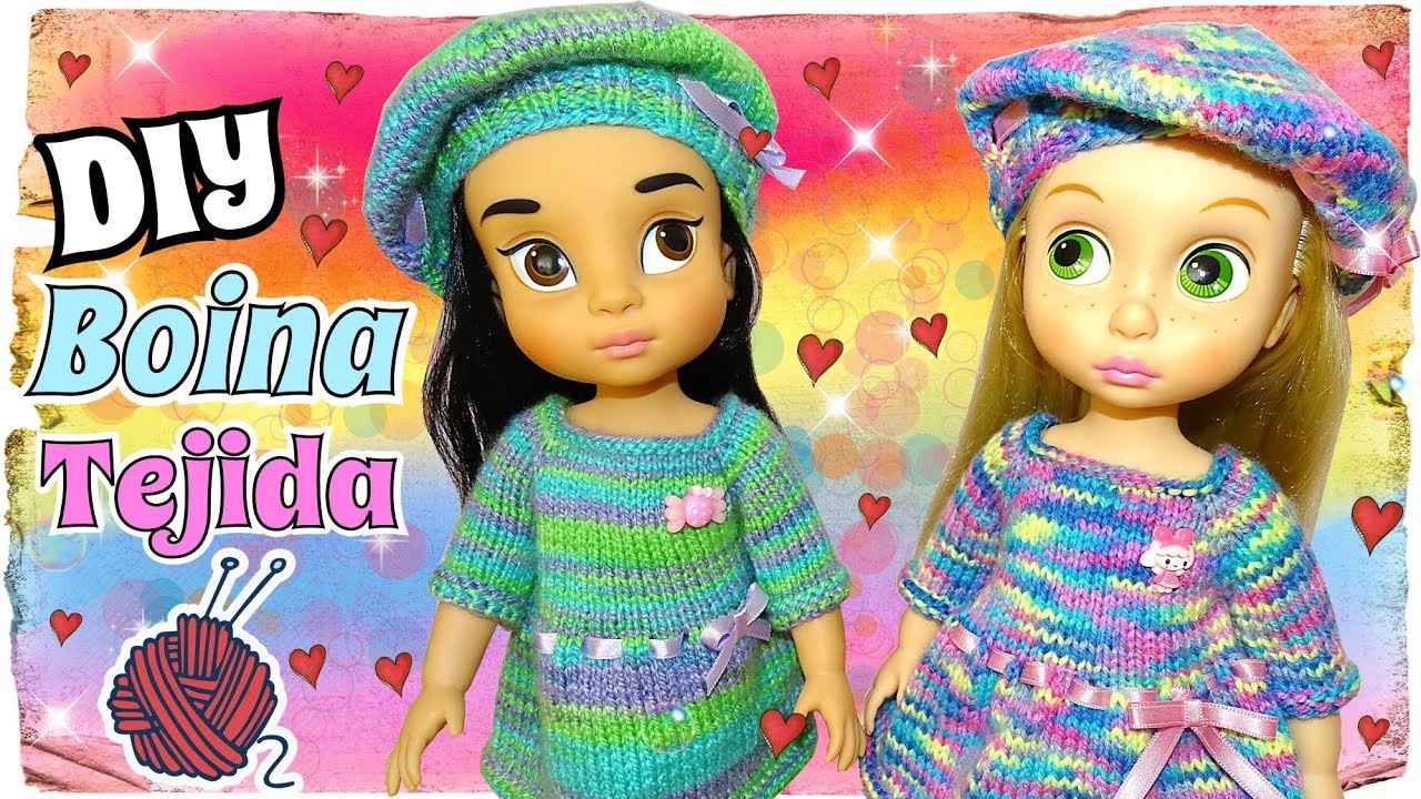 Como tejer una Boina para tu muñeca Tutorial 2 agujas Facil