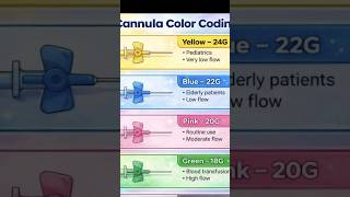 Iv Cannula colour coding with size ! #Cannula #gauge #exam #ytshorts #nursingstudent #medicalstudent