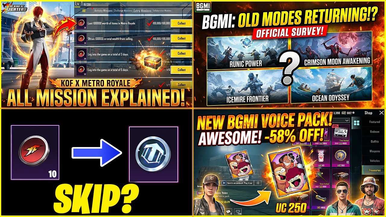 😱 MORE OLD MODES COMING IN BGMI? || PRIZE PATH METRO ROYALE MISSION? || NEW FUNNY VOICE PACK.