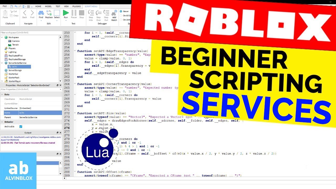 Services Getservice Beginner Roblox Scripting 19 Youtube - player datamodel error scripting support roblox