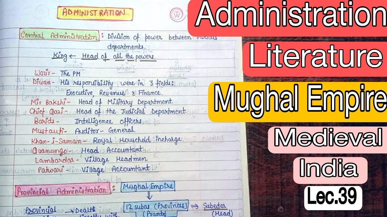 Administration & Literature during Mughal Empire || Medieval India ...
