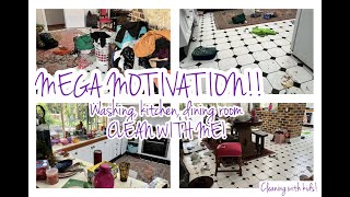 MEGA MOTIVATION!! Washing, disgusting kitchen and dining room clean with me!