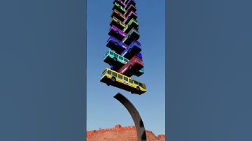 Mixed Rainbow Colour Cars & Buses Fall Crash - BeamNG.Drive