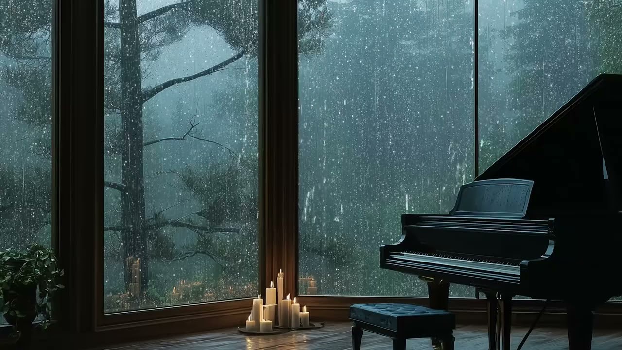 Peaceful Rain & Piano Music - Calm the Mind, Ease Stress, and Fall Asleep Gently in a Warm Bedroom
