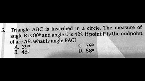 [Math]Triangle ABC is inscribed in a circle. The measure of angle B is 80Â° and angle C is 42Â°.