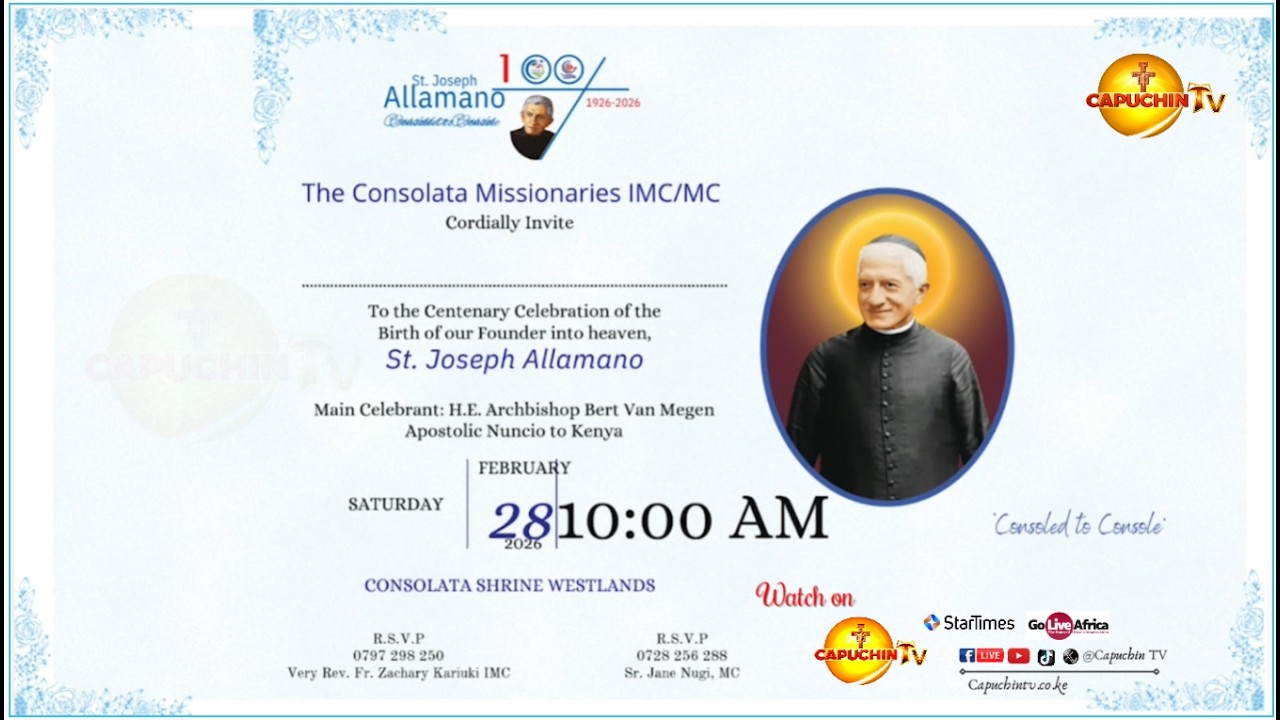 28-02-2026 | CAPUCHIN TV LIVE | CONSOLATA SHRINE | CENTENARY CELEBRATION: ST. JOSEPH ALLAMANO