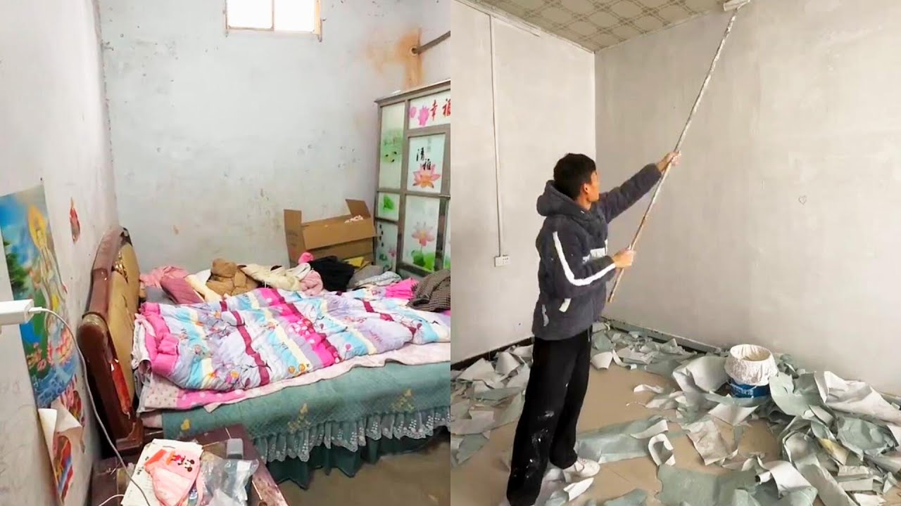 After graduating from college P2~ The boy cleaned and renovated his mother's house Makeover Room