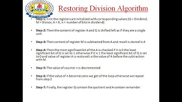 #Restoring #Division #Algorithm |Computer Architecture & Organization | VI Sem | by Arya College
