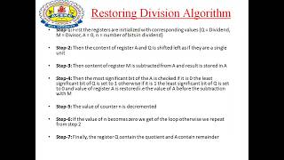 #Restoring #Division #Algorithm |Computer Architecture & Organization | VI Sem | by Arya College
