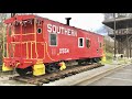 Heavy Train Works Hard On Steep Grade, New Caboose Finally Arrives, Ludlow Kentucky Trains, Southern