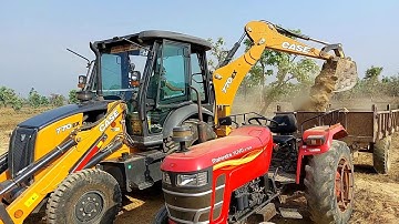 Mahindra Yuvo 415 Di Tractor Mud Loading By Jcb 3dx Backhoe Loader | Jcb Dozer | Jcb Cartoon Video