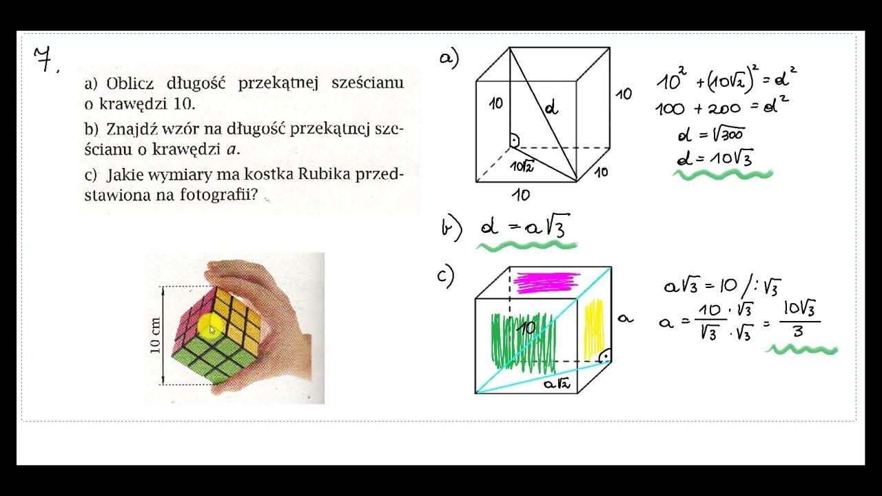 Oblicz Długość Przekątnej Sześcianu O Krawędzi 10 www.youtube.com