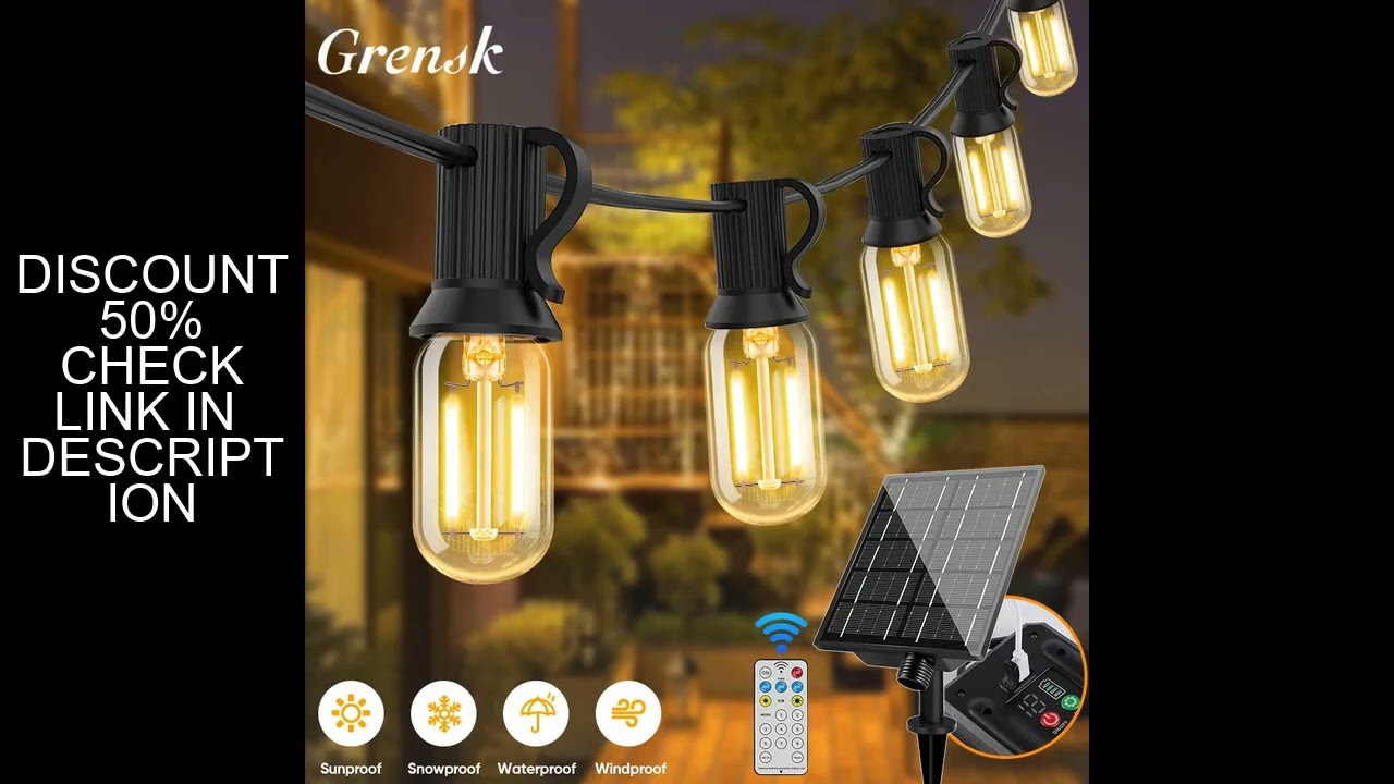 LED Solar String Light 10m 15m 18m 30m T22 Tubular Led Filament Bulb 24V Festoon Solar Garland Patio