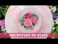 233. Decoupage on glass plate - decoupage for beginners-reverse decoupage - Handmade gifts and decor