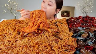 ASMR 새콤한 김치비빔국수에 새우장 양념새우장 같이 먹어볼게요🤤 리얼먹방 :) Kimchi bibimbap noodles, Shrimp MUKBANG