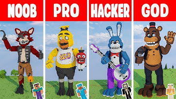 Minecraft FNAF MOVIE 2023 STATUE HOUSE BUILD CHALLENGE - NOOB vs PRO vs HACKER vs GOD / Animation!