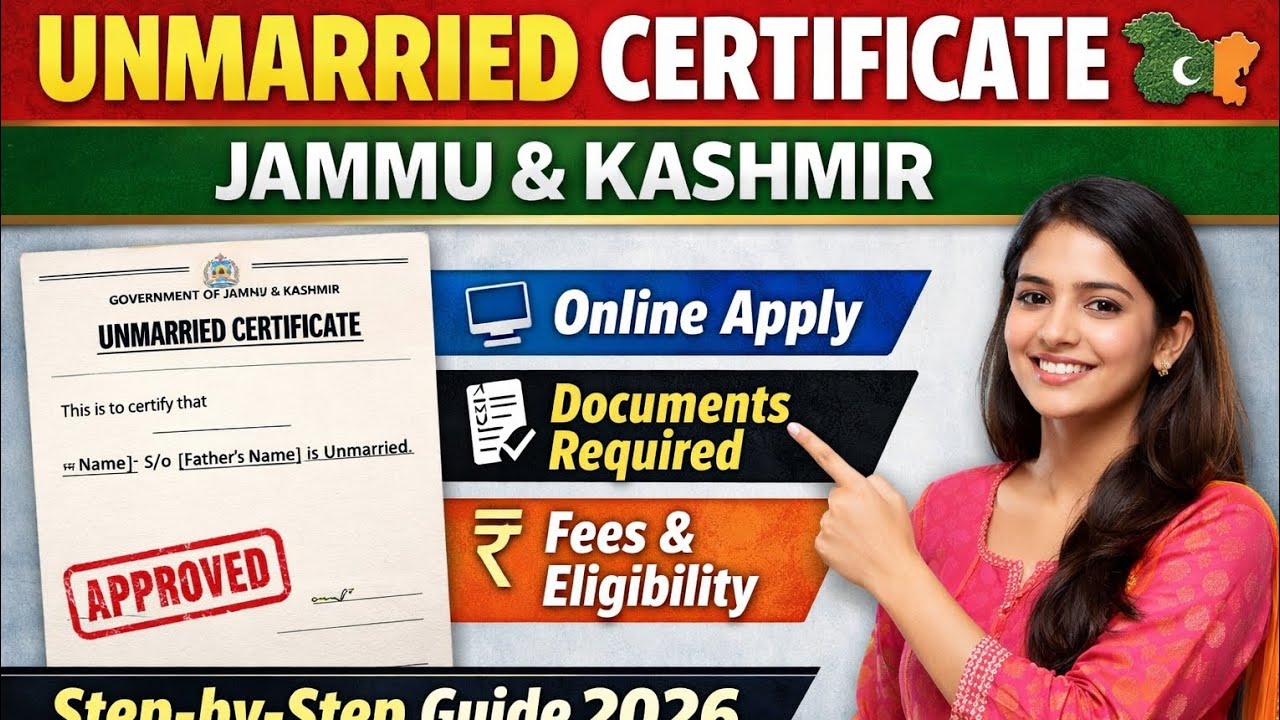 Unmarried Certificate in Jammu & Kashmir | Online Apply Process | Documents & Fees 2026