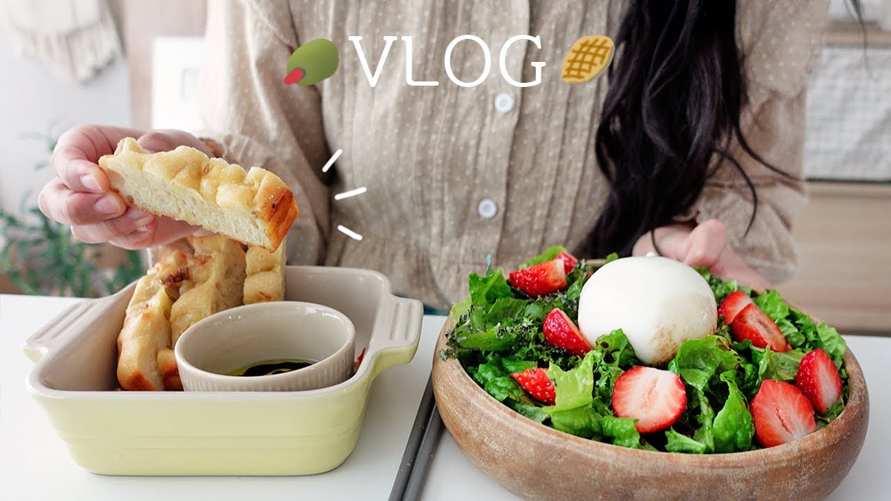 SUB) Закупка продуктов & Кремовая паста с абалоном🦪 Выпечка фокаччи & Домашняя еда🥪 | Рис с стейком