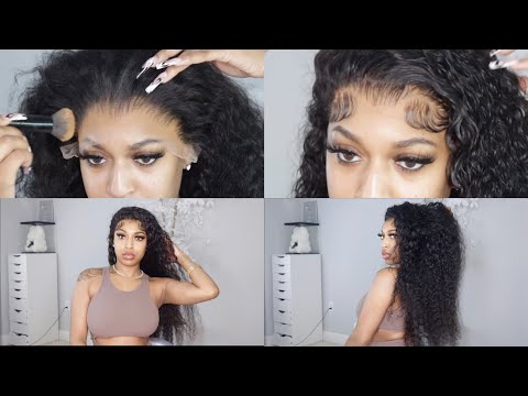 Watch me install my Full 13x6 lace 32” water wave frontal wig ft Ashimary Hair