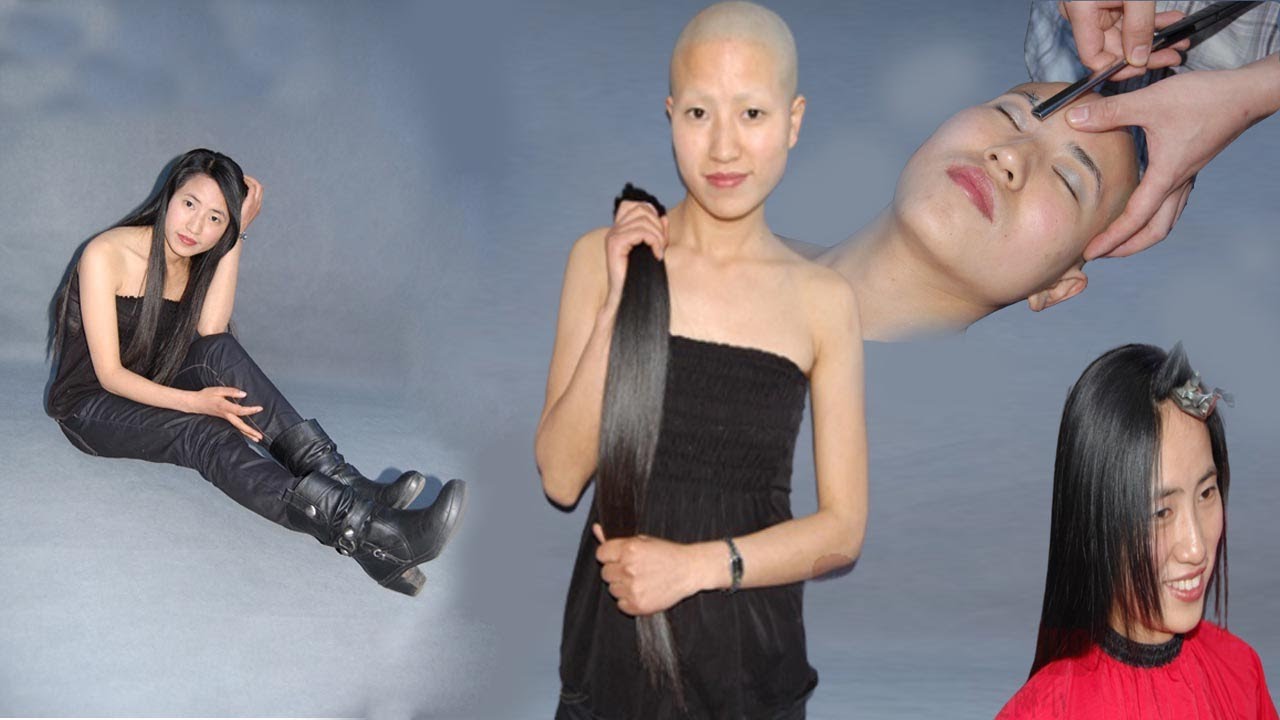 沒錯啊，長髮車模妹妹為了時尚在理髮店裡把頭髮剃光了，是用老式手推剪直接推掉的，然後用老式剃刀刮個精光還順便把眉毛也刮了，還刮臉修面了。真不錯