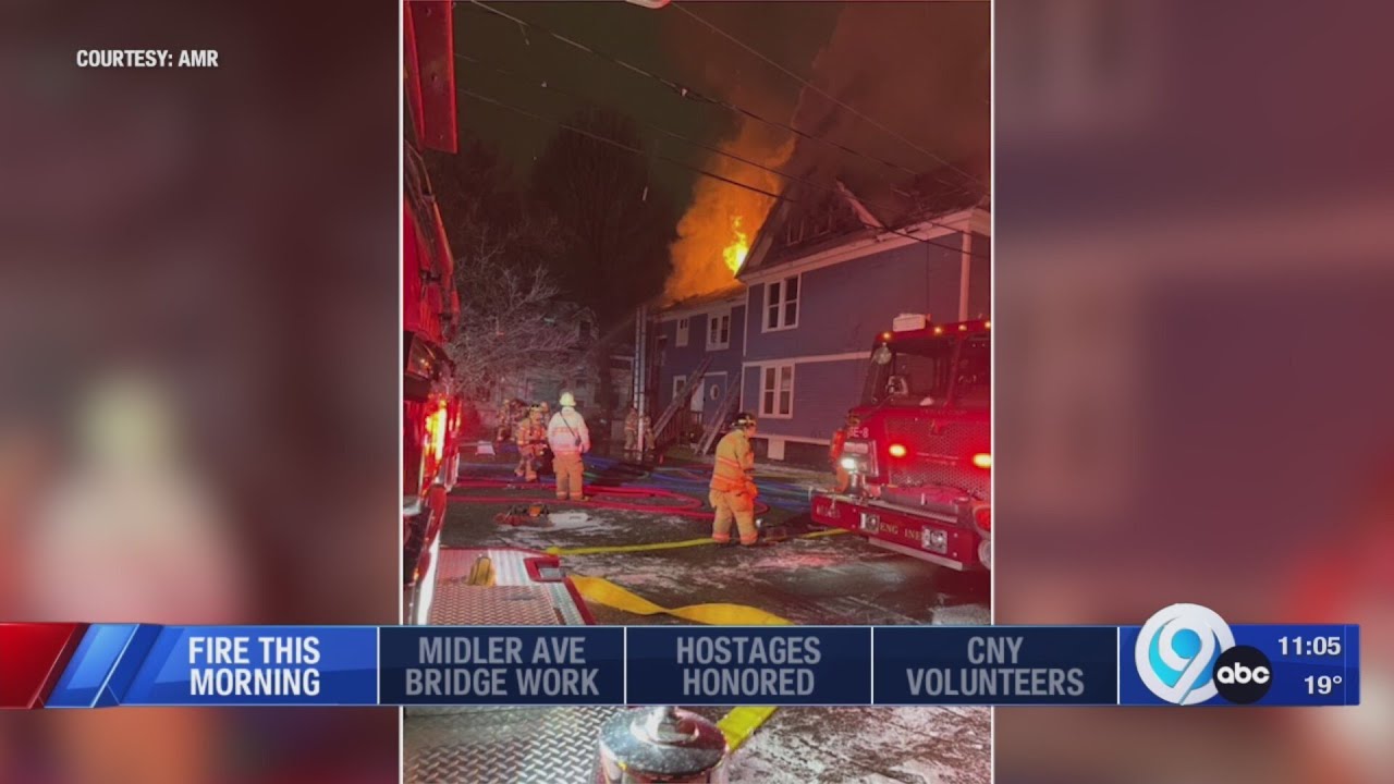 Fire sends civilian and Syracuse firefighter to hospital - YouTube