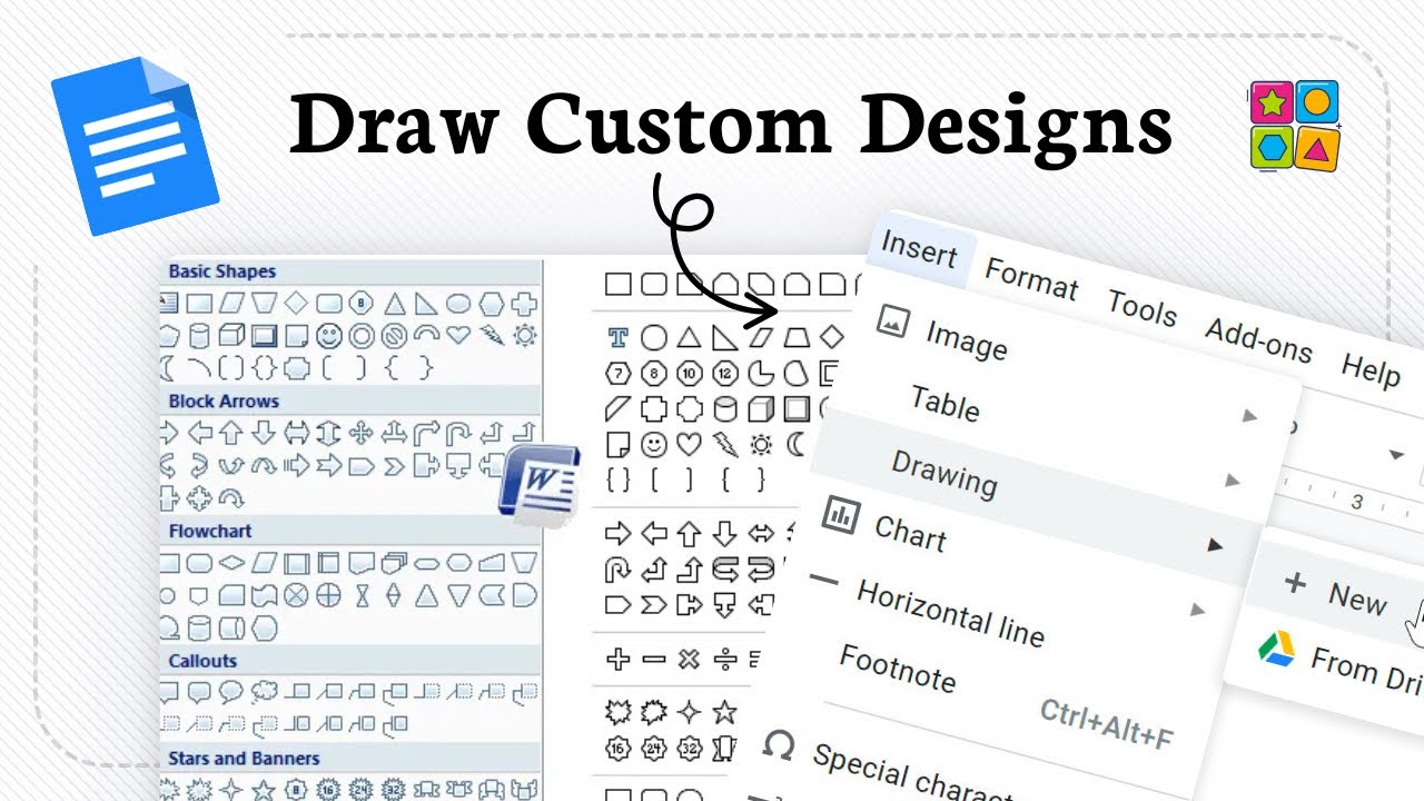 How to add shapes in google docs (Graphic Create) - YouTube