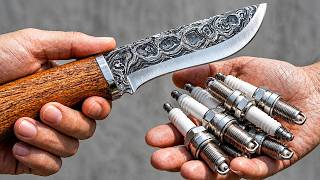 Making a Vegetable KNIFE out of Old Spark Plugs