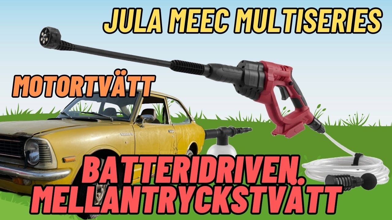 Testar batteridriven mellantryckstvätt från Jula. Motortvätt.  (Meec Tools Multiseries 18 volt)