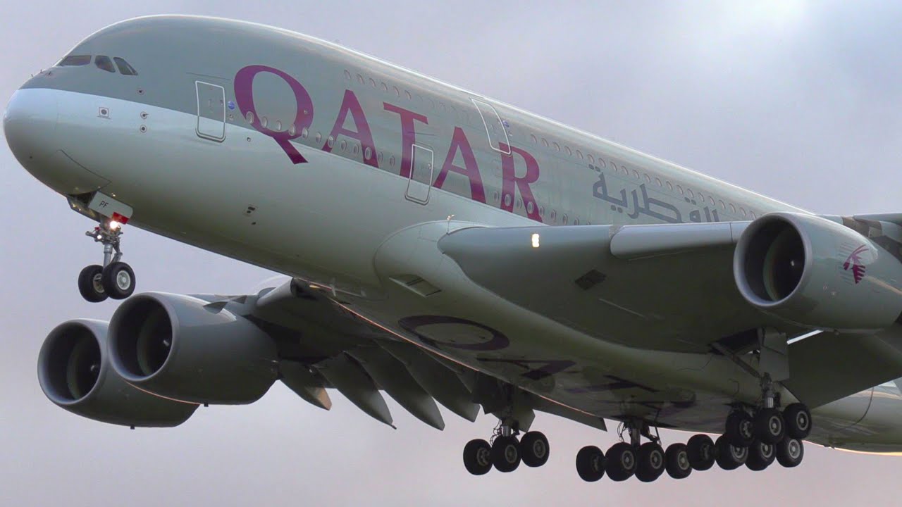 QATAR Airbus A380 🇶🇦🇬🇧 Doha to London Heathrow Landing I Plane Spotting LHR YouTube