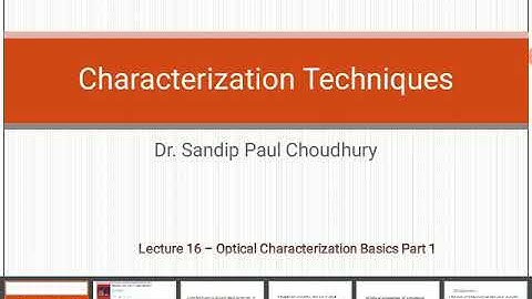 Lecture 16 CHARACTERIZATION TECHNIQUES (optical CHARACTERIZATION BASICS Part 1)