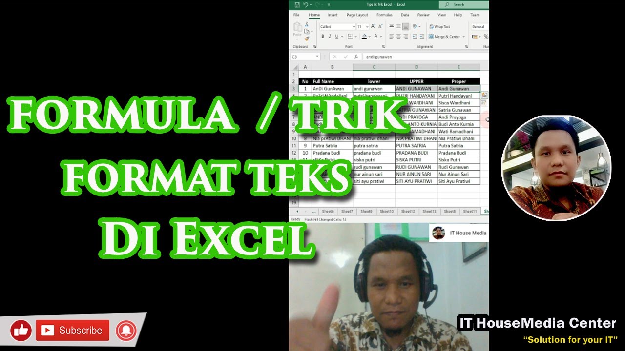 Formula Teks 😱 Formula & Trik Format Teks kecil BESAR Proper di Excel - YouTube