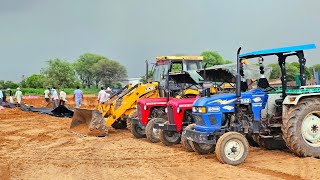 JCB 3dx Machine Fired while Working Water Pond Tractor Stuck Mud in Eicher, Mahindra, Massey Swaraj