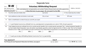 IRS Form W-4V walkthrough (Voluntary Withholding Request)