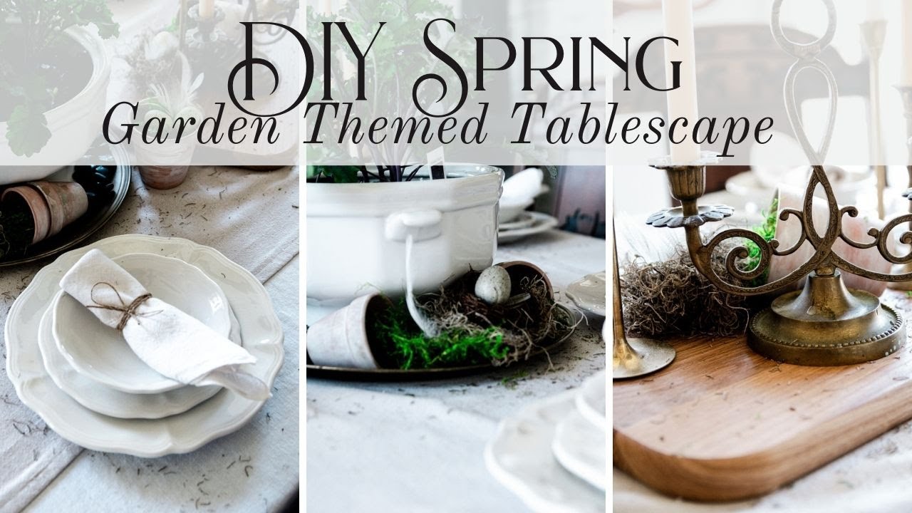 DIY Easy Beautiful Spring Garden Themed Tablescape on a Small Budget | Vintage Thrift Store Finds