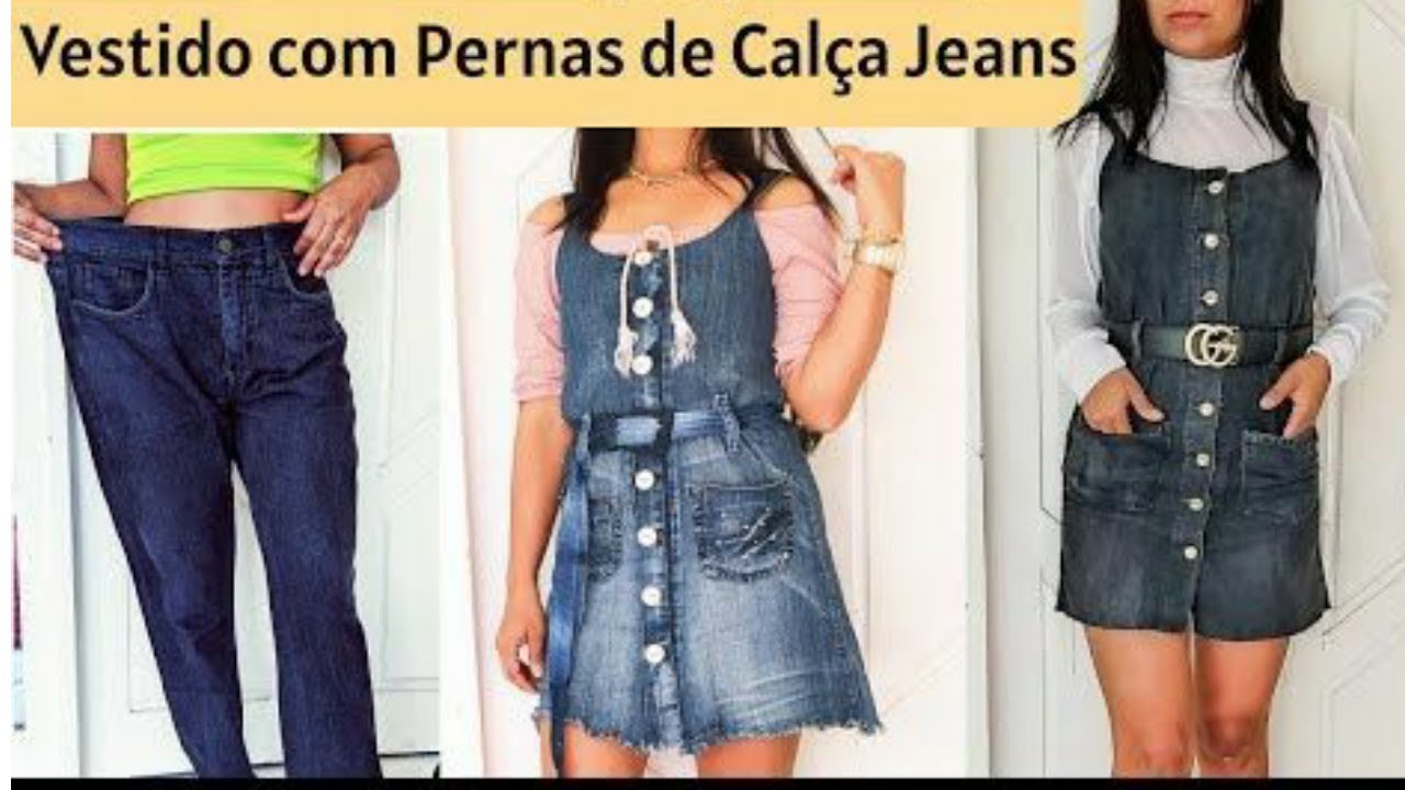 vestido feito com calça jeans