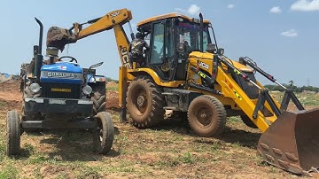 JCB 3dx Backhoe Loading Pond Murum in Sonalika Tractor Video Part-08 || SRIKANTH SSLC