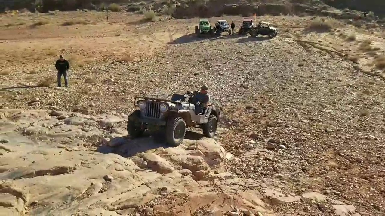 Stan and his stock CJ2A climb Potato Salad Hill!