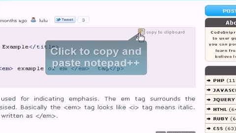 HTML Tutorial : em tag